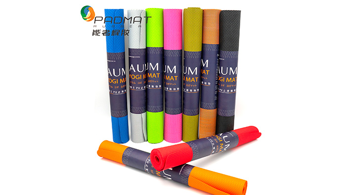 Colorful rubber yoga mat